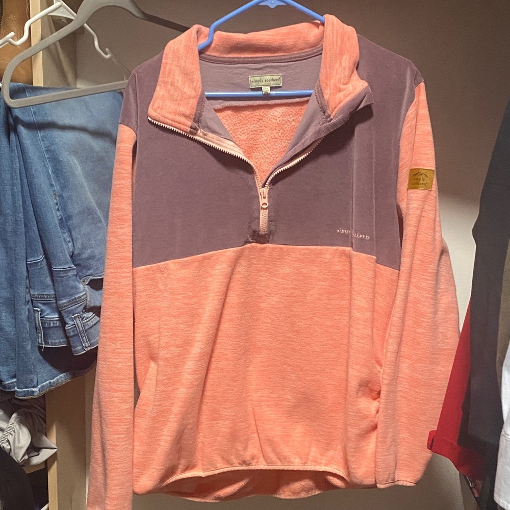 Simply Southern Pink and Purple Colorblock Pullover Fleece